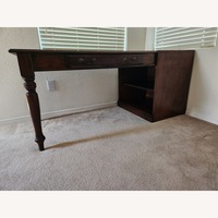 2 Piece Wood Desk With Attached Shelving Unit 