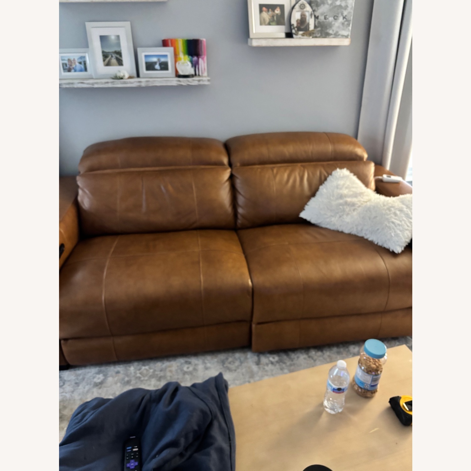 Dark Brown Leather 2 Seater Reclining sofa - image-1