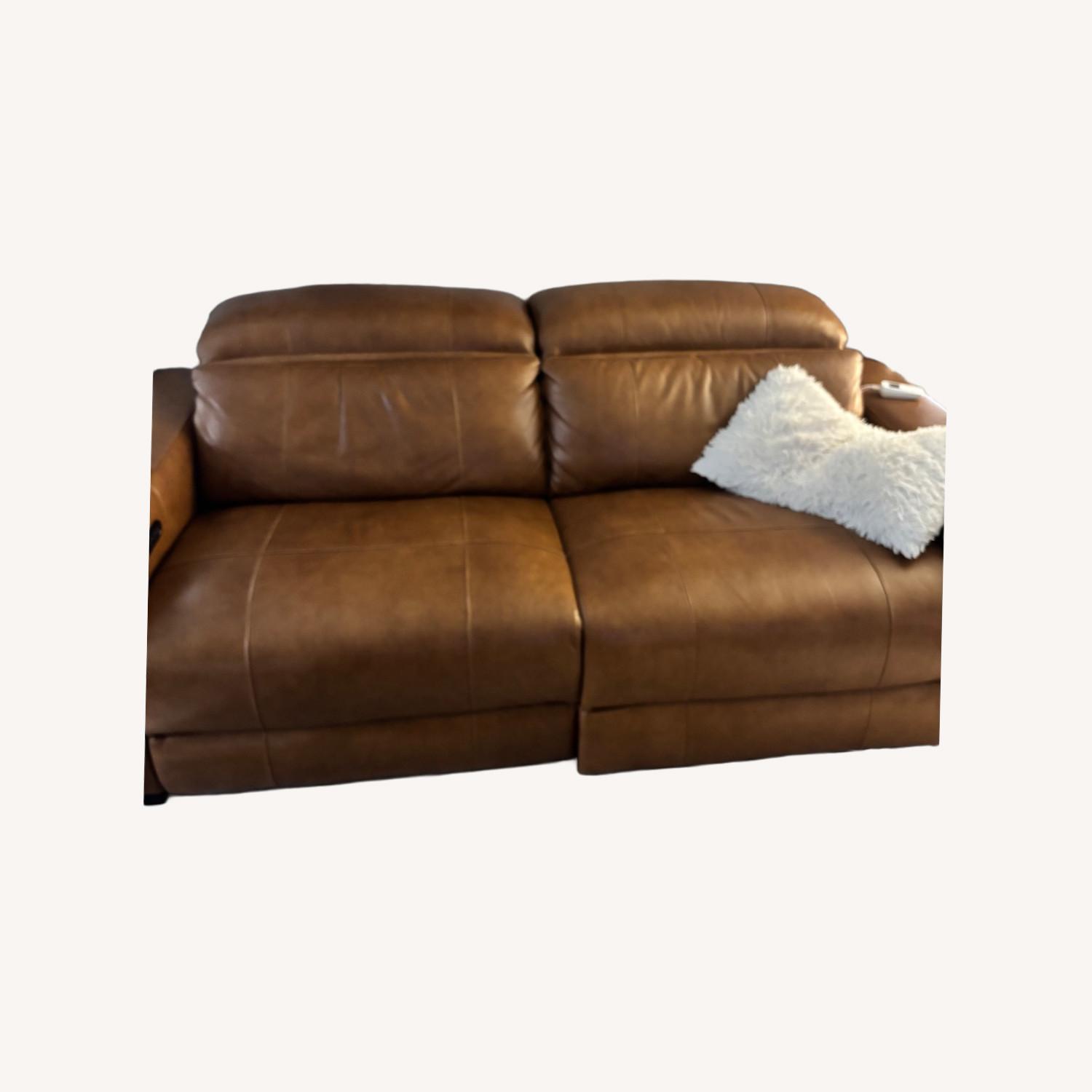 Dark Brown Leather 2 Seater Reclining sofa - image-0