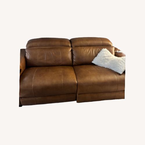 Used Dark Brown Leather 2 Seater Reclining sofa for sale on AptDeco