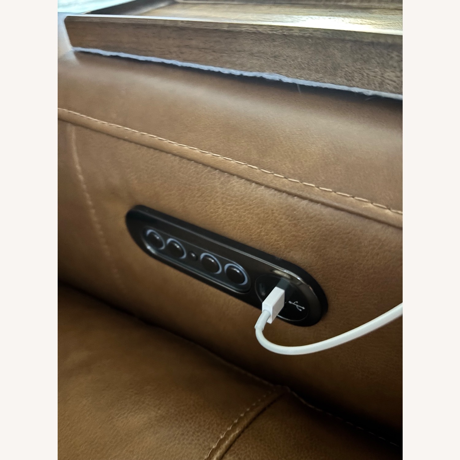 Dark Brown Leather 2 Seater Reclining sofa - image-3