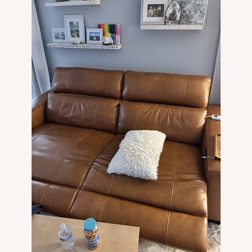 Used Dark Brown Leather 2 Seater Reclining sofa for sale on AptDeco