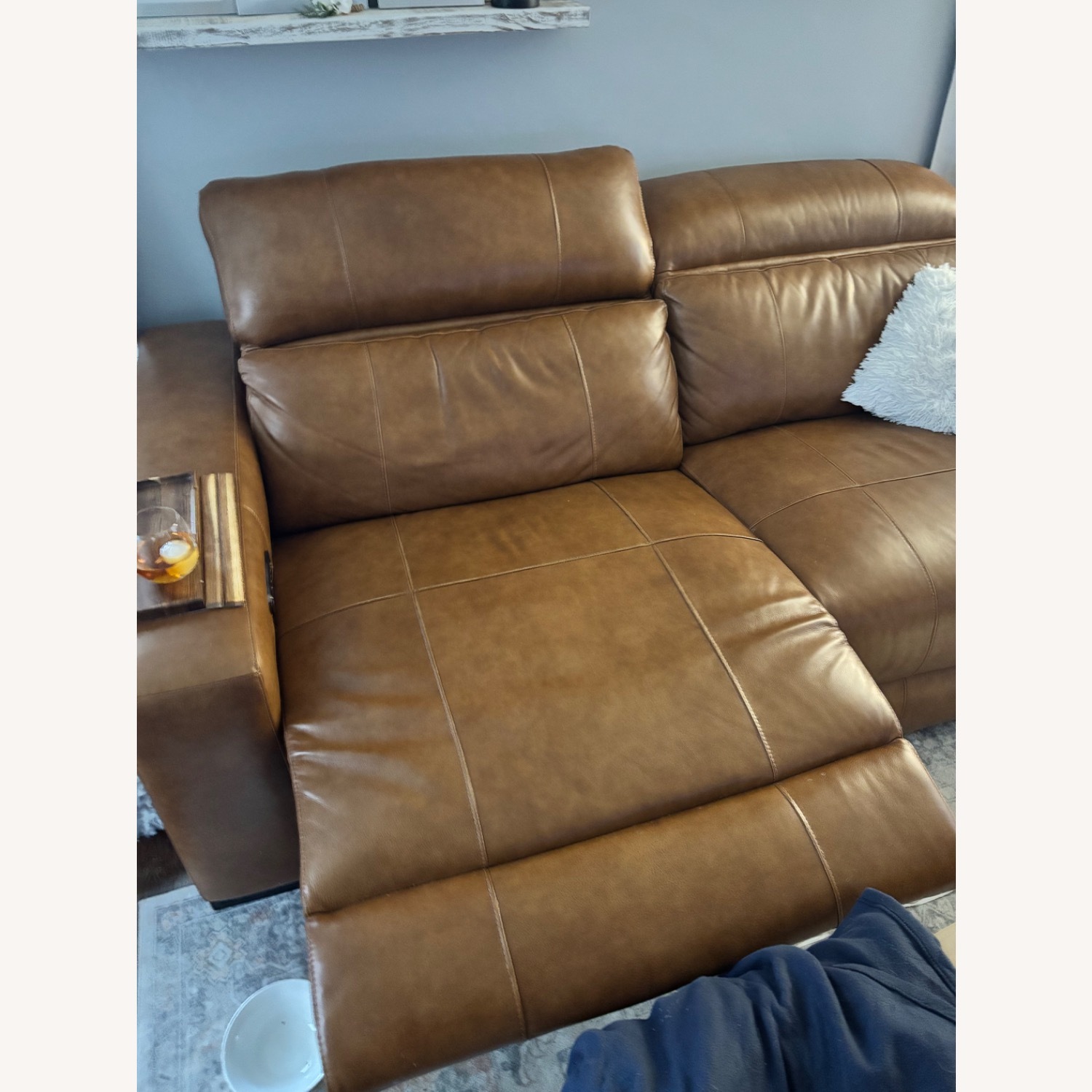 Dark Brown Leather 2 Seater Reclining sofa - image-2