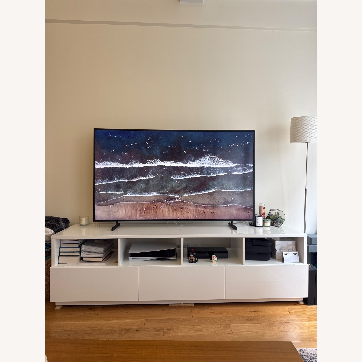 CB2 Chill 80" White Media Console - image-1