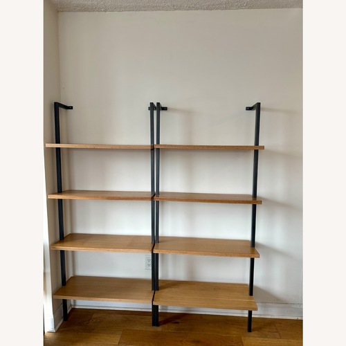 Used CB2 Helix 96" Walnut Wood Wall Mount Bookshelf for sale on AptDeco