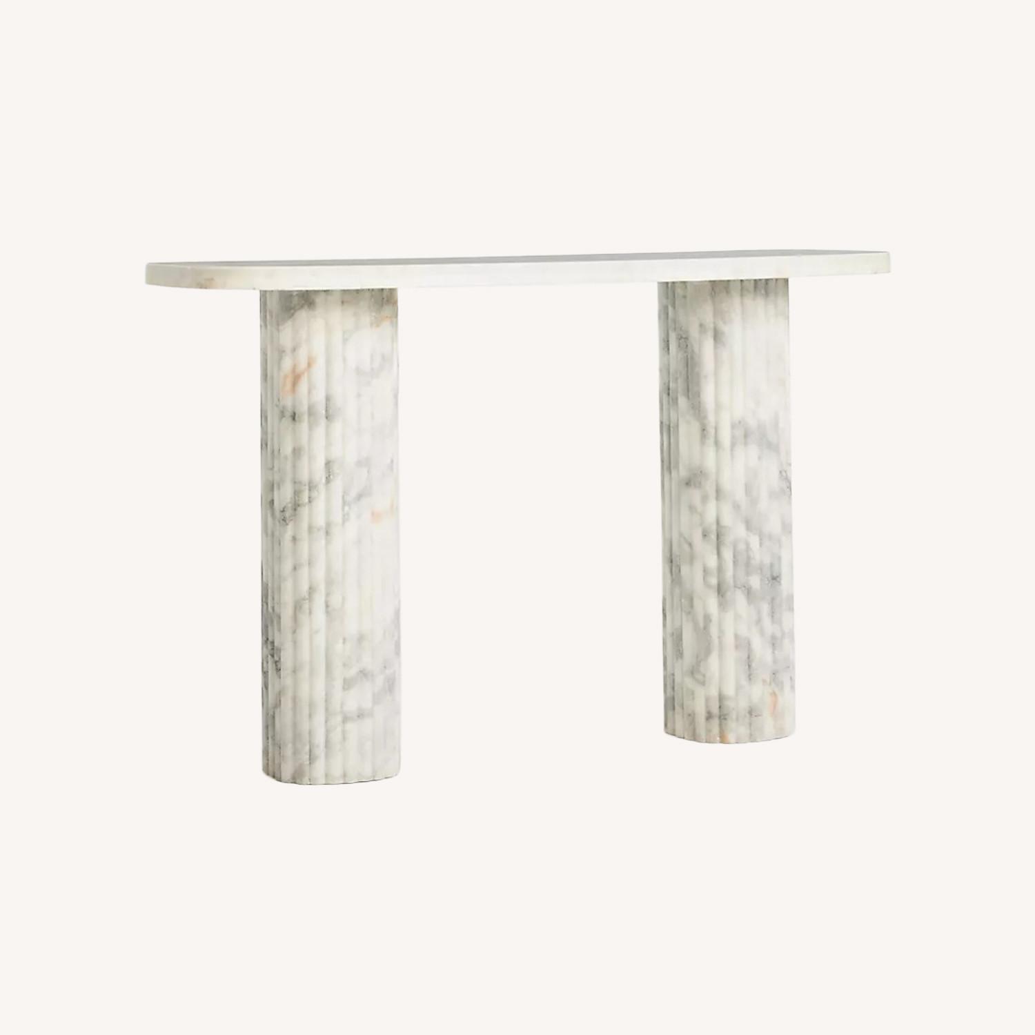 Anthropologie Kanta White Marble Console Table - image-0
