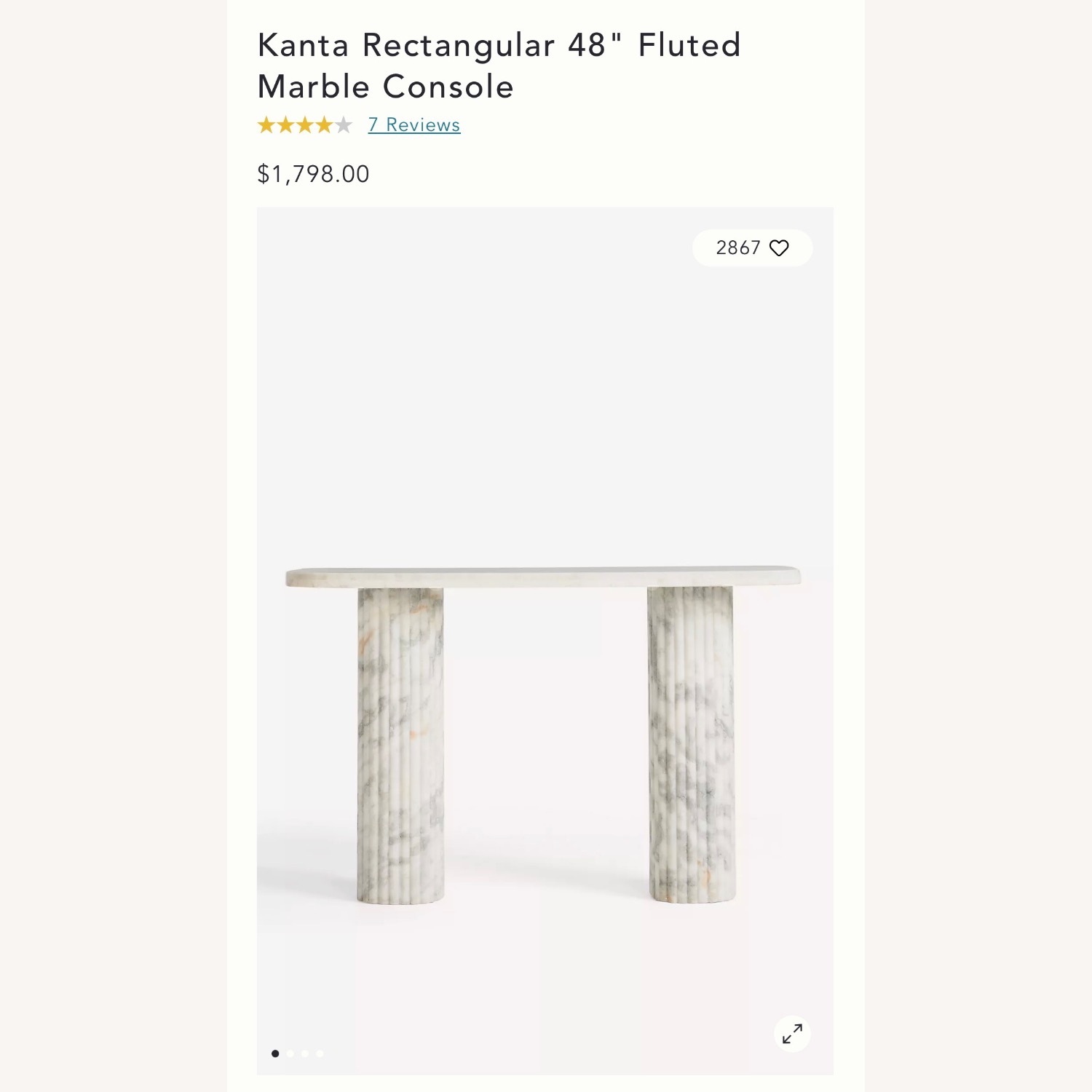 Anthropologie Kanta White Marble Console Table - image-1