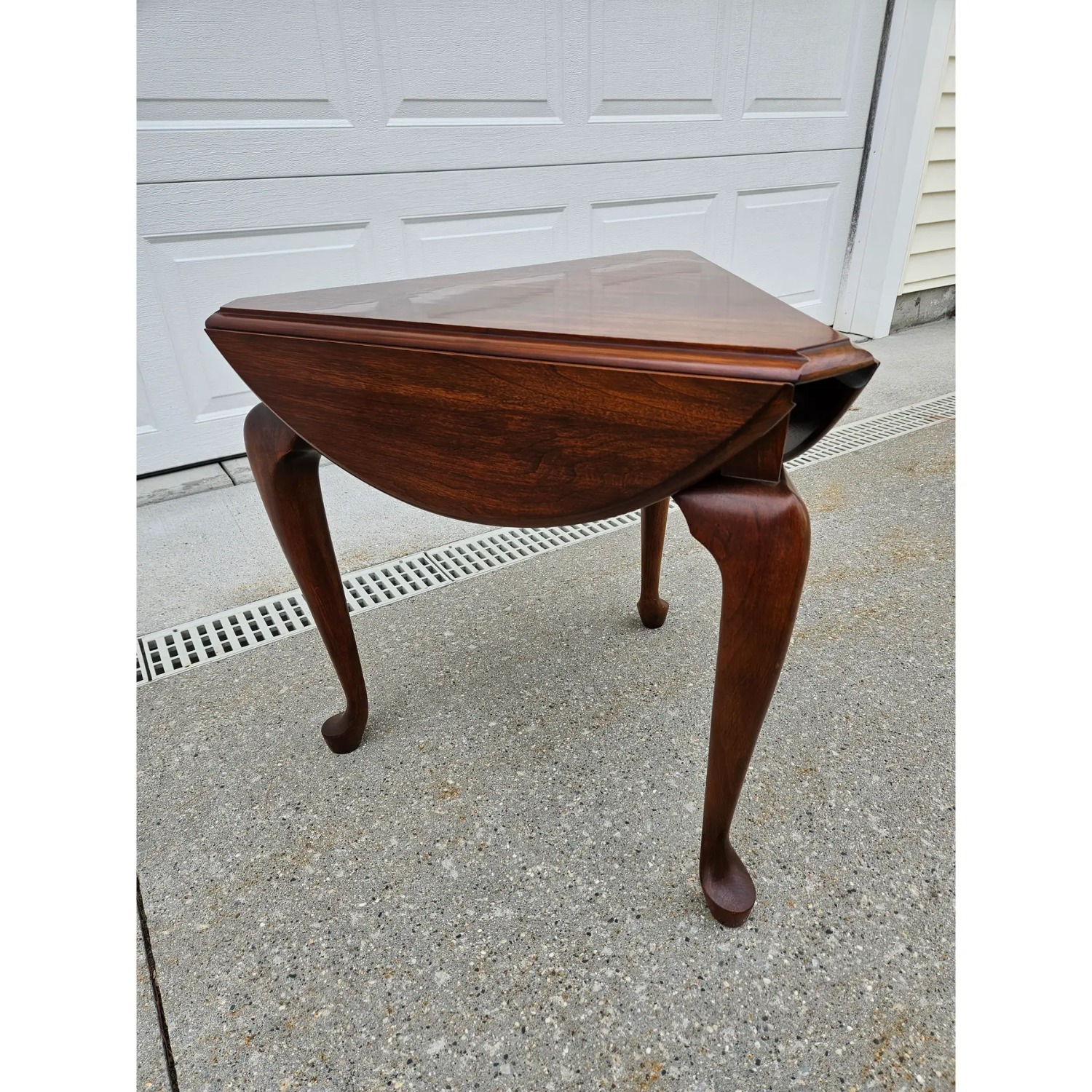 Vintage/Antique Brown Wood Drop Leaf Side Table - image-1