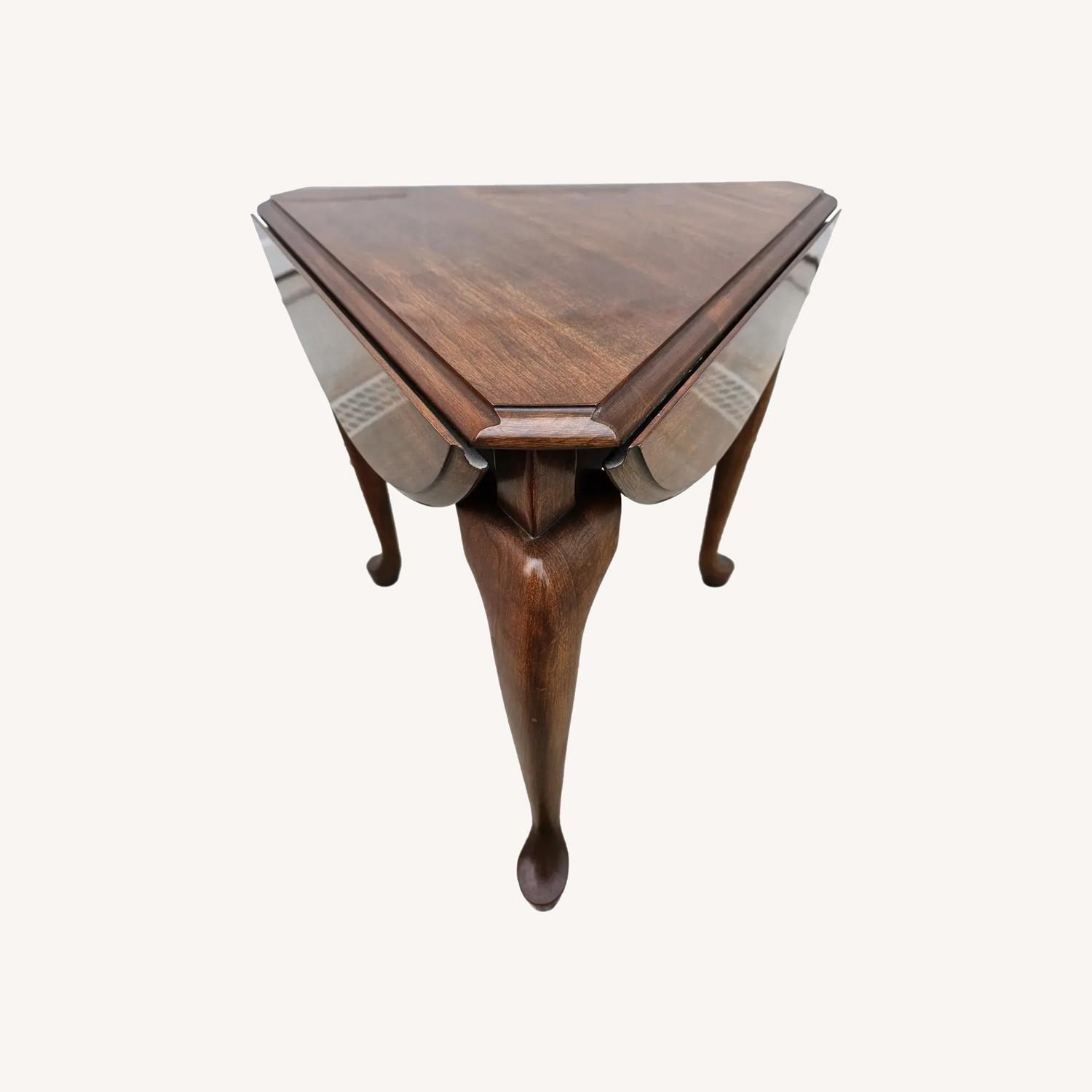 Vintage/Antique Brown Wood Drop Leaf Side Table - image-0