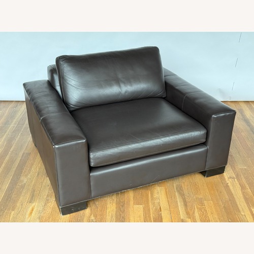 Used Room & Board Townsend Dark Brown Leather Chair and a Half for sale on AptDeco