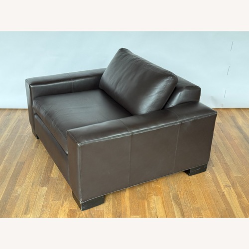 Used Room & Board Townsend Dark Brown Leather Chair and a Half for sale on AptDeco