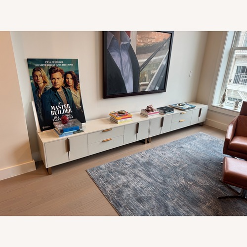 Used Sunpan Barnette White Metal Media Stand for sale on AptDeco