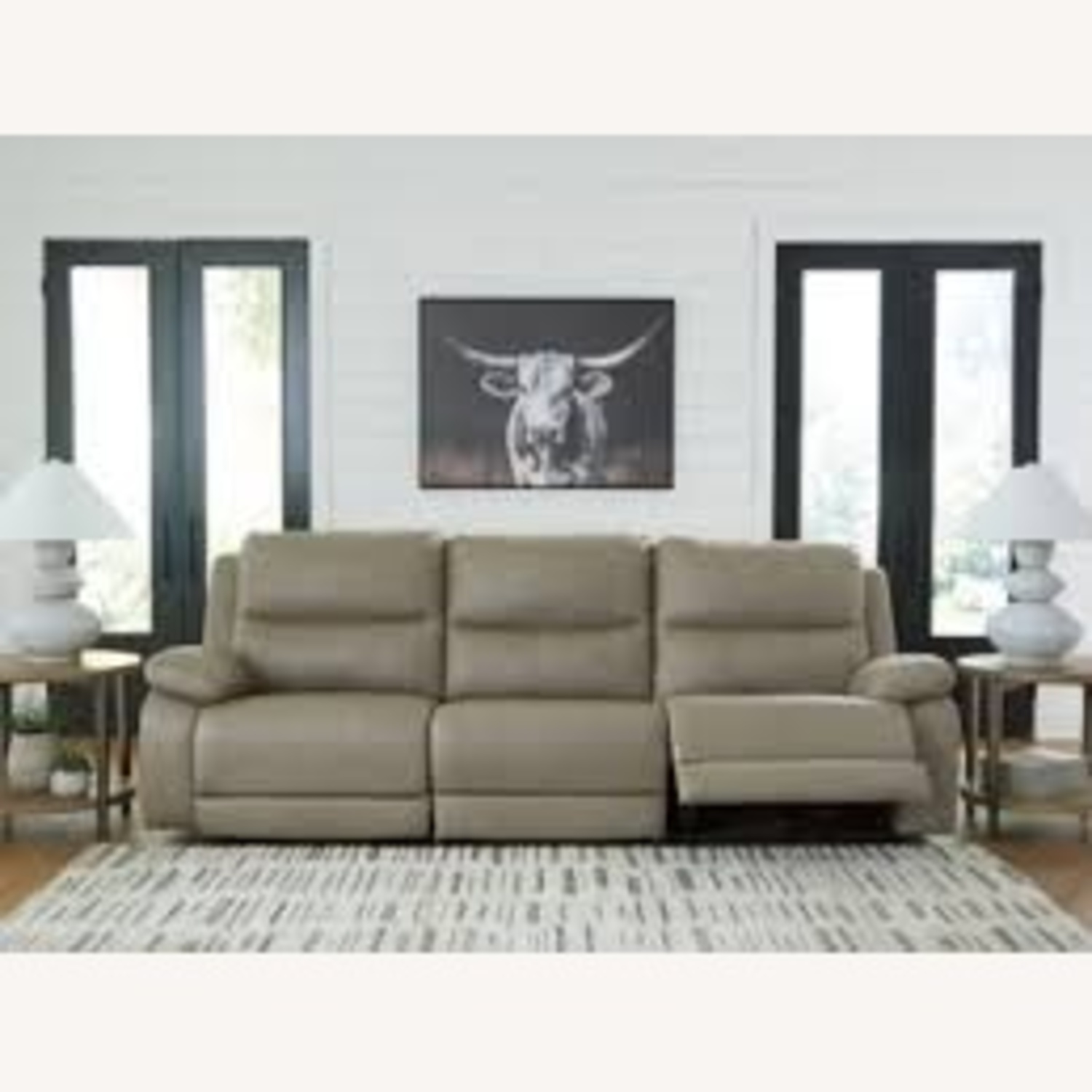 Ashley Brannigan White Leather 3+ Seater Sofa - image-0