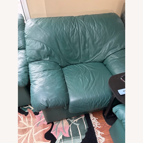 Used Natuzzi Green Leather Armchair for sale on AptDeco