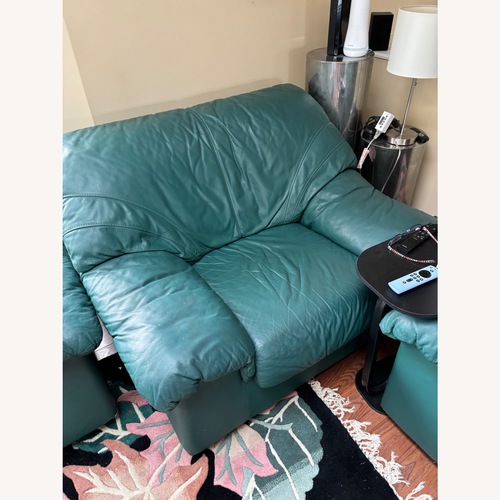 Used Natuzzi Green Leather Armchair for sale on AptDeco