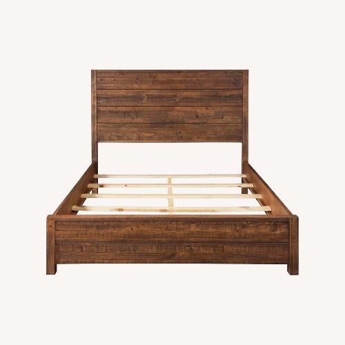 Used Montauk Furniture Dark Brown Wood Queen Bed for sale on AptDeco