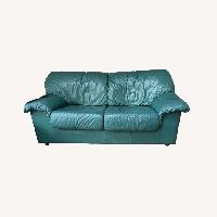 Natuzzi  Green Leather Loveseat