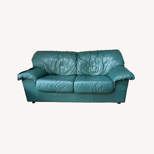 Used Natuzzi  Green Leather Loveseat for sale on AptDeco
