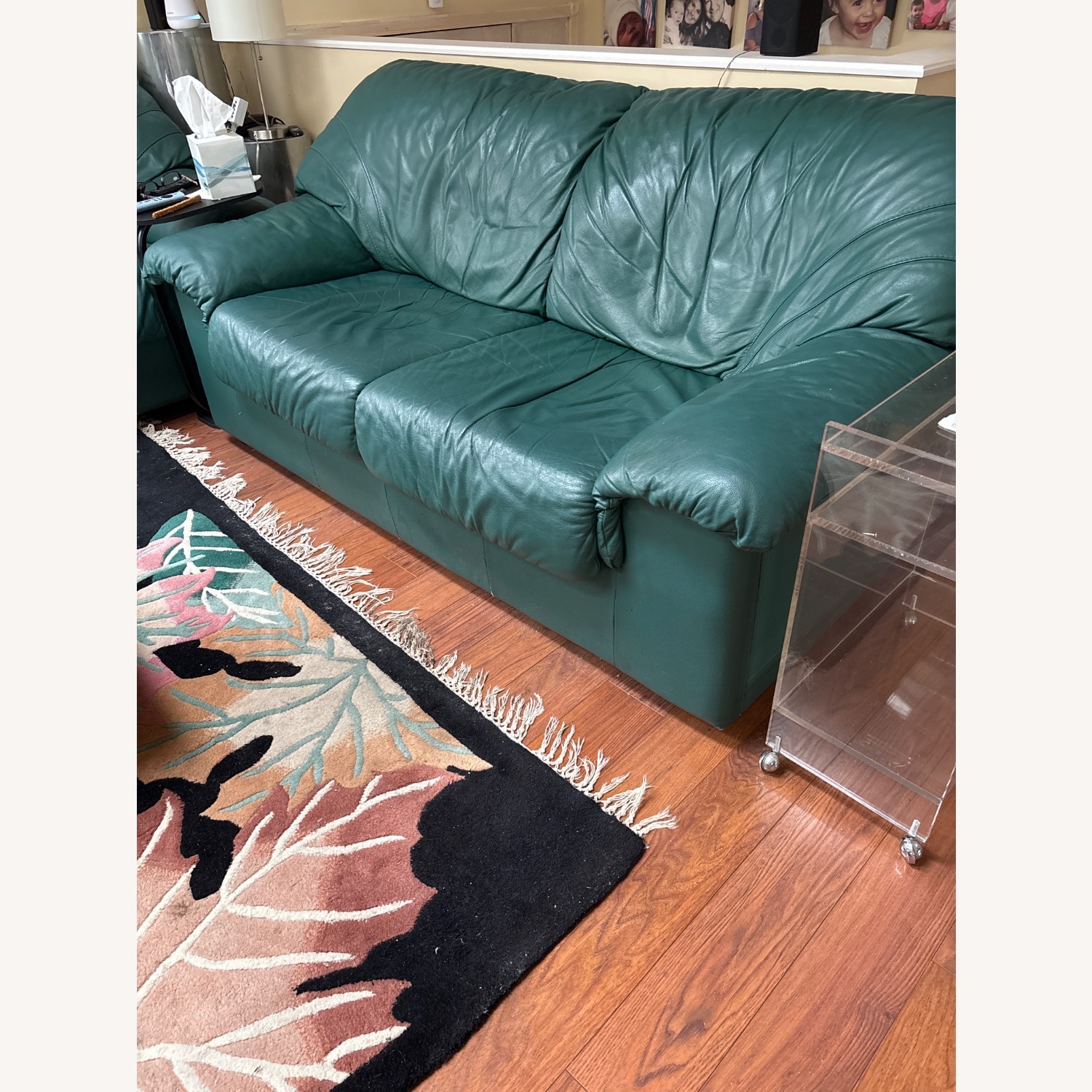 Natuzzi  Green Leather Loveseat - image-3