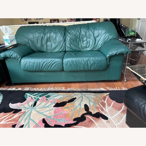 Used Natuzzi  Green Leather Loveseat for sale on AptDeco