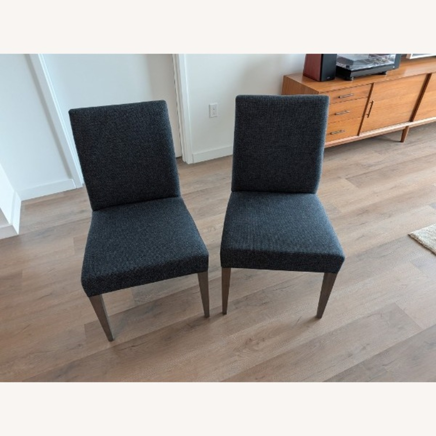 Crate & Barrel Miles Blue Fabric Dining Chairs - image-3