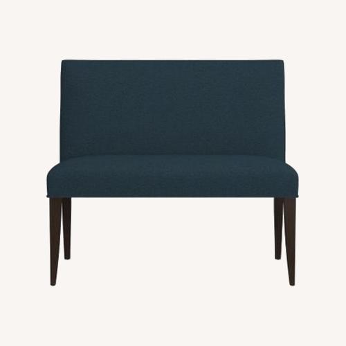 Used Crate & Barrel Miles Blue Fabric Bench for sale on AptDeco