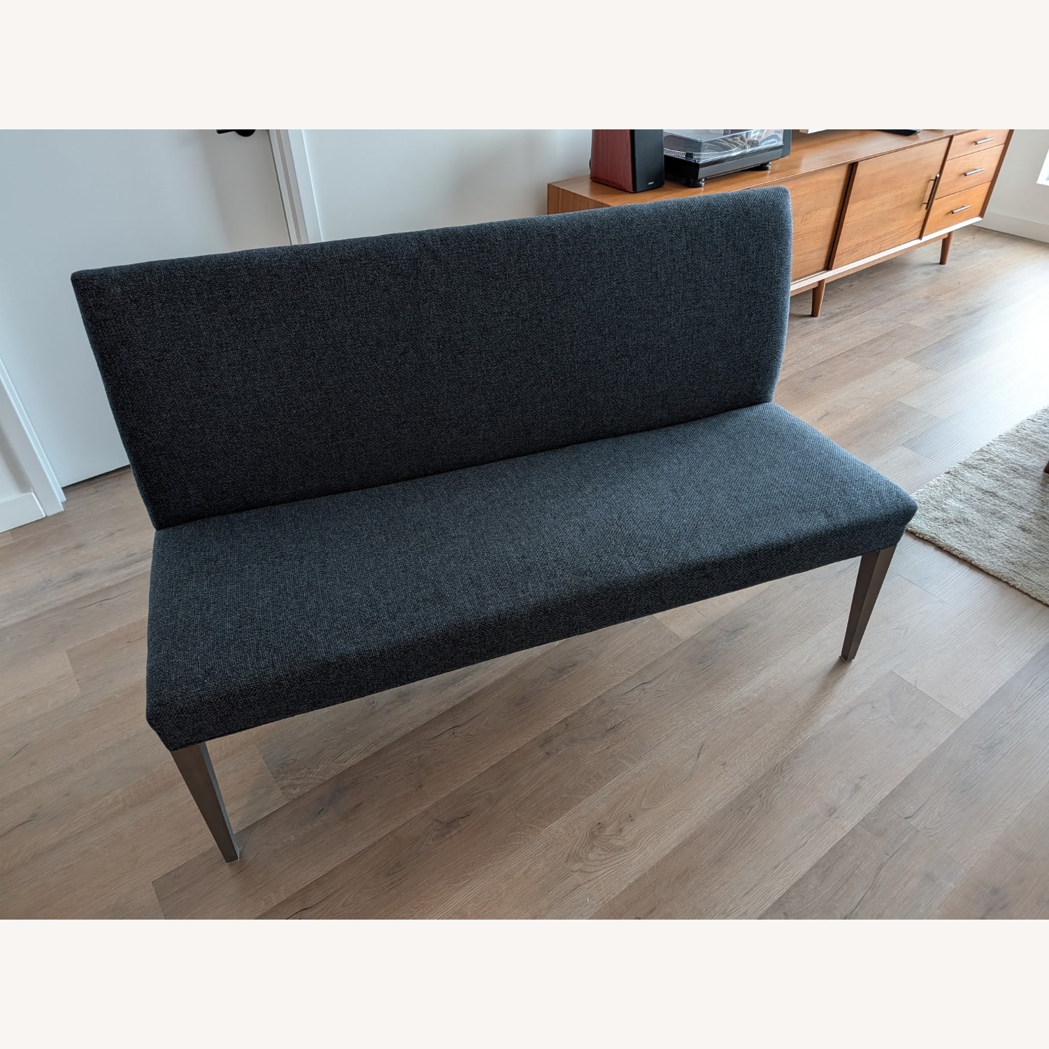 Crate & Barrel Miles Blue Fabric Bench - image-2