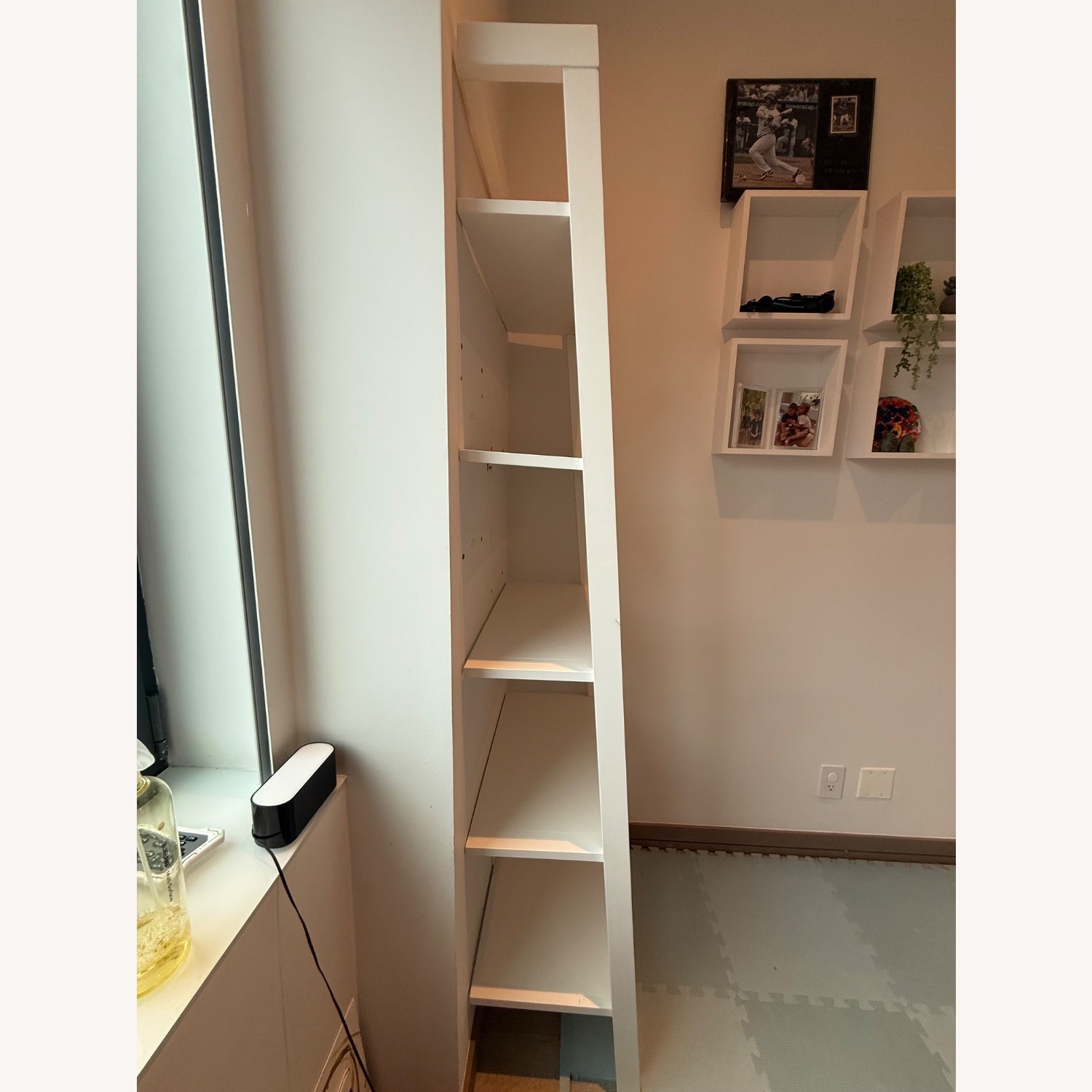 Crate & Barrel Sawyer White Leaning 24.5" Bookcase - image-2