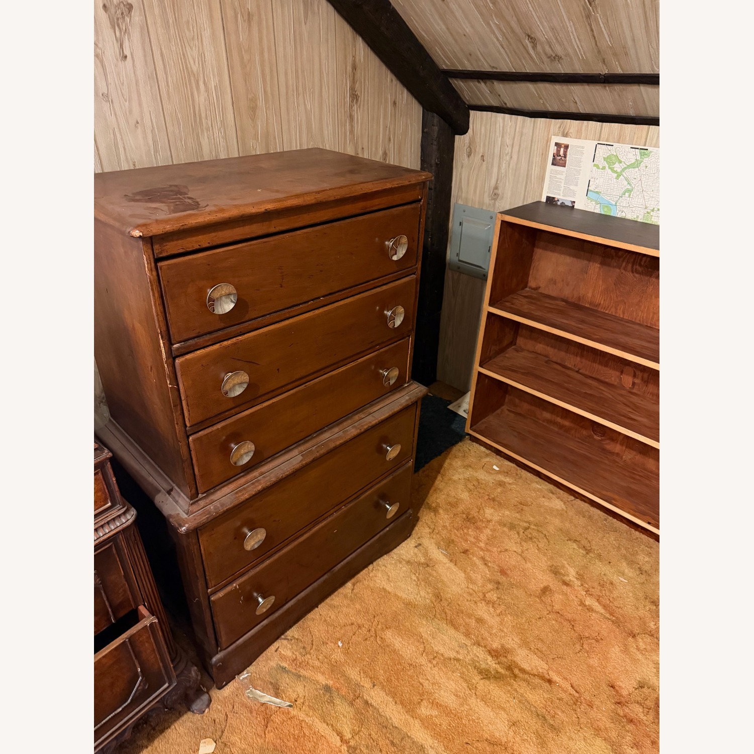 Vintage/Antique Dark Brown Wood Dresser - image-1