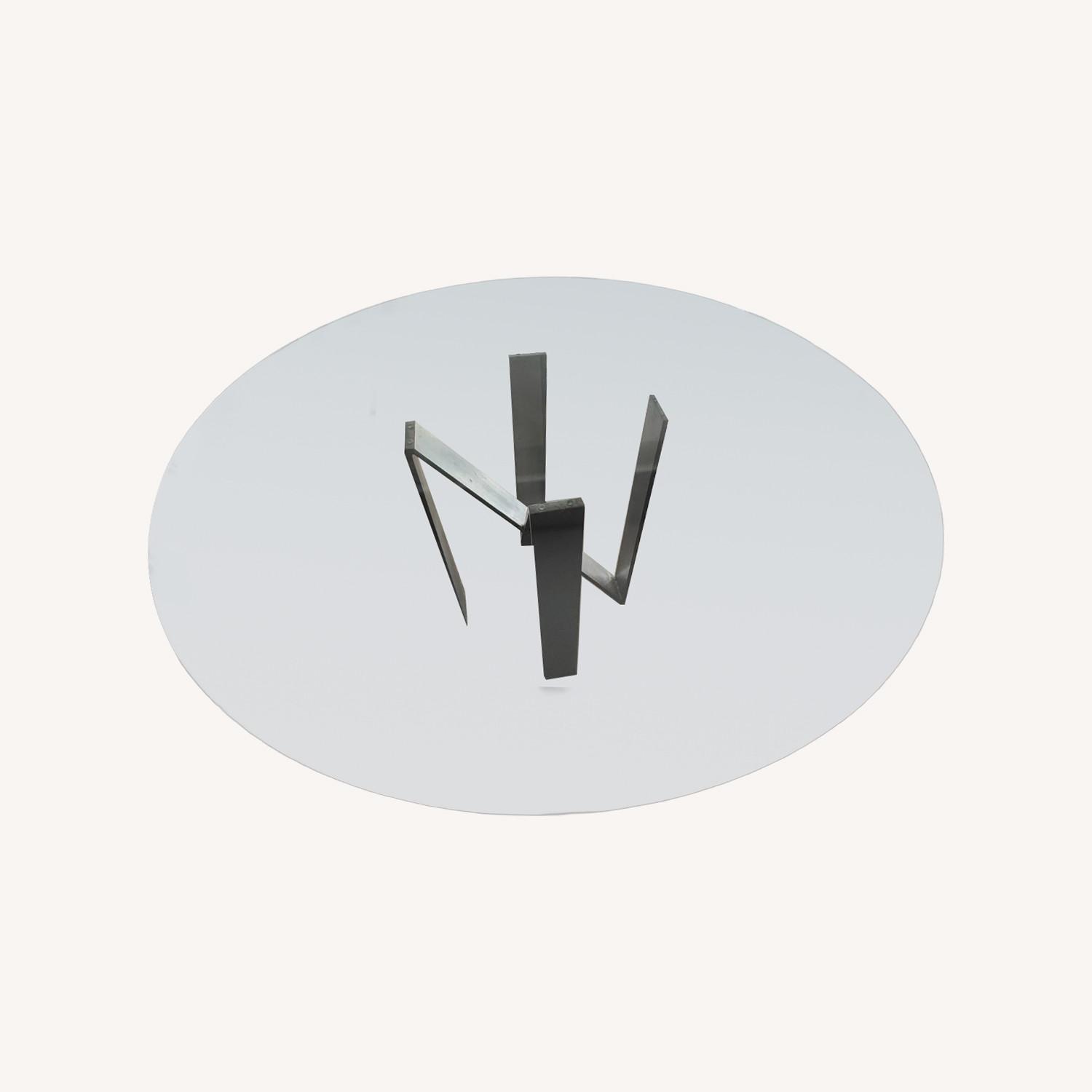 Taylor Made Custom Modern Dining Table Steel Base Glass Top - image-0