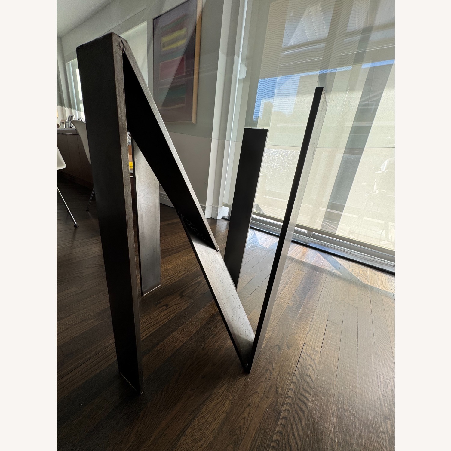 Taylor Made Custom Modern Dining Table Steel Base Glass Top - image-4