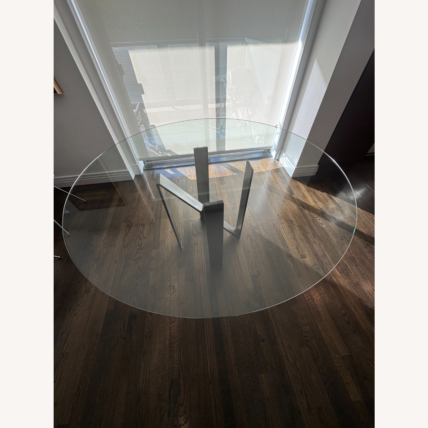 Taylor Made Custom Modern Dining Table Steel Base Glass Top - image-3