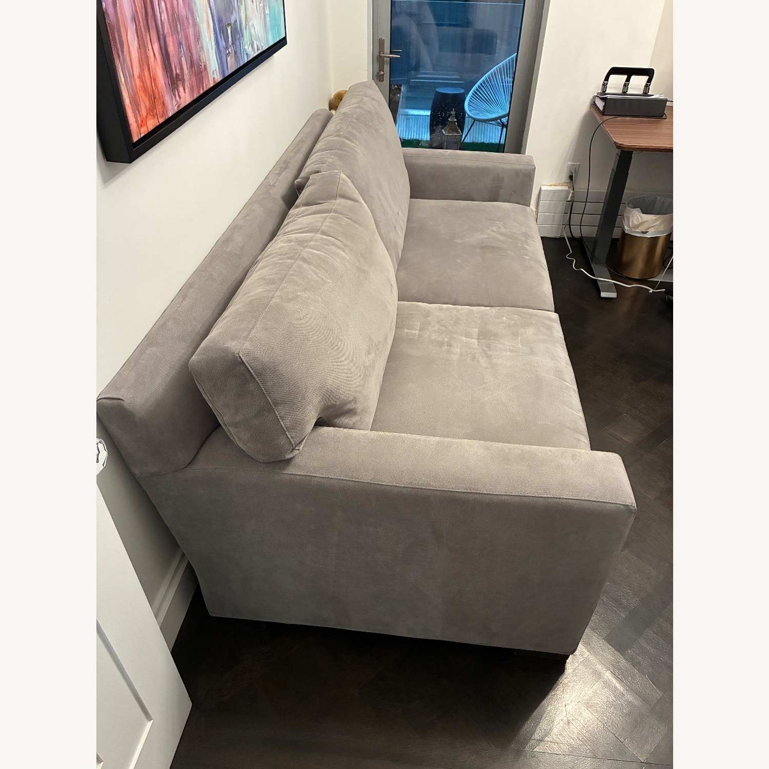 Crate & Barrel Light Gray Fabric Sleeper Sofa - image-2