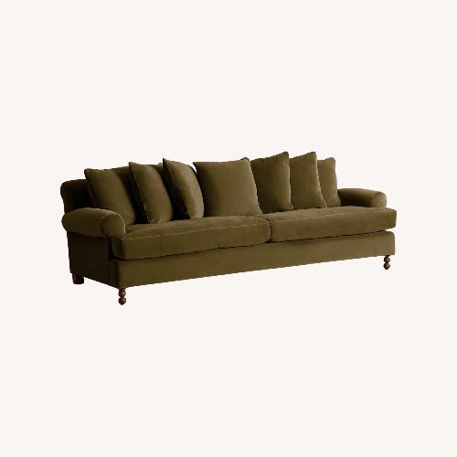 Used Soho Home Green Velvet Four Seater Sofa for sale on AptDeco
