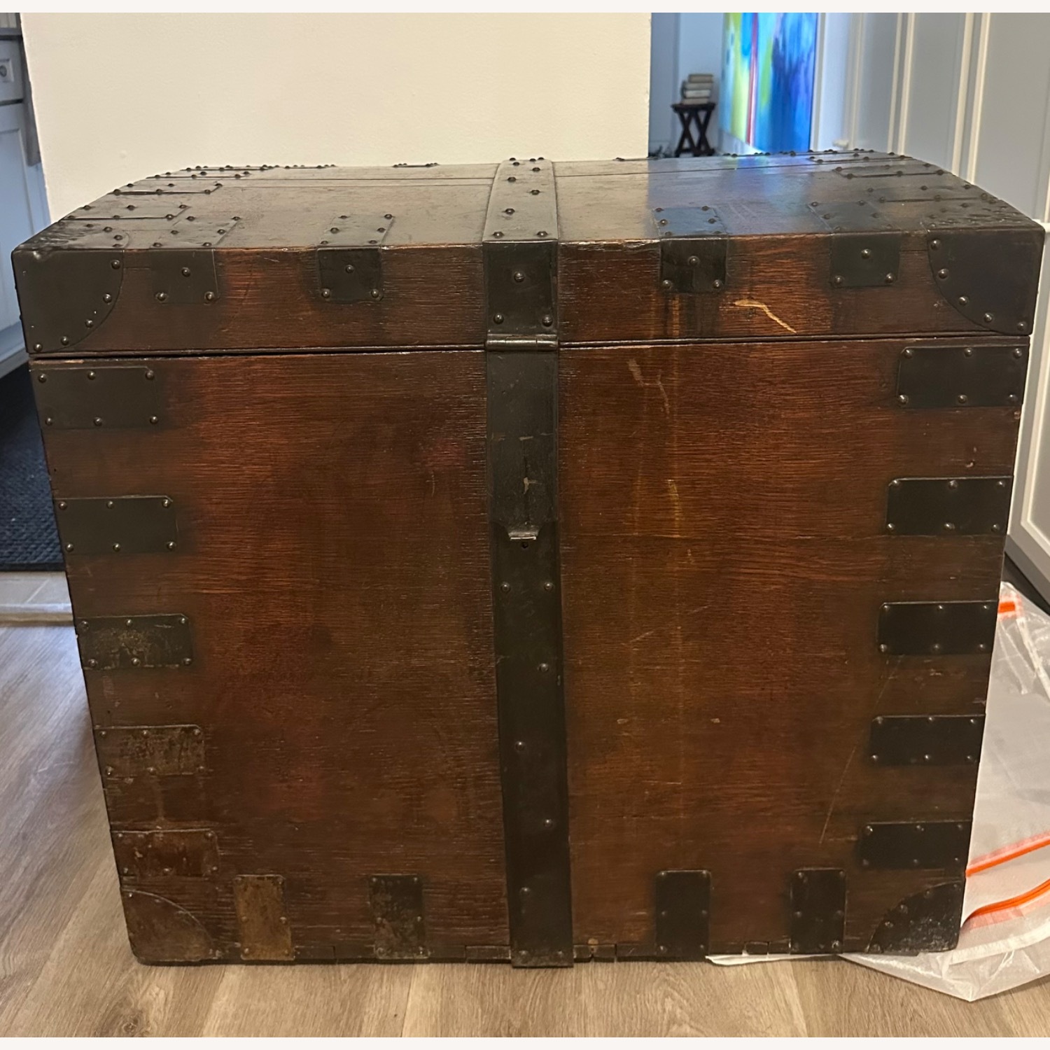 Vintage/Antique Dark Brown Metal Chest - image-2