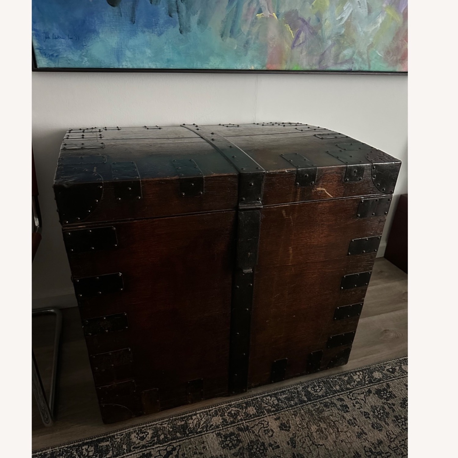 Vintage/Antique Dark Brown Metal Chest - image-6