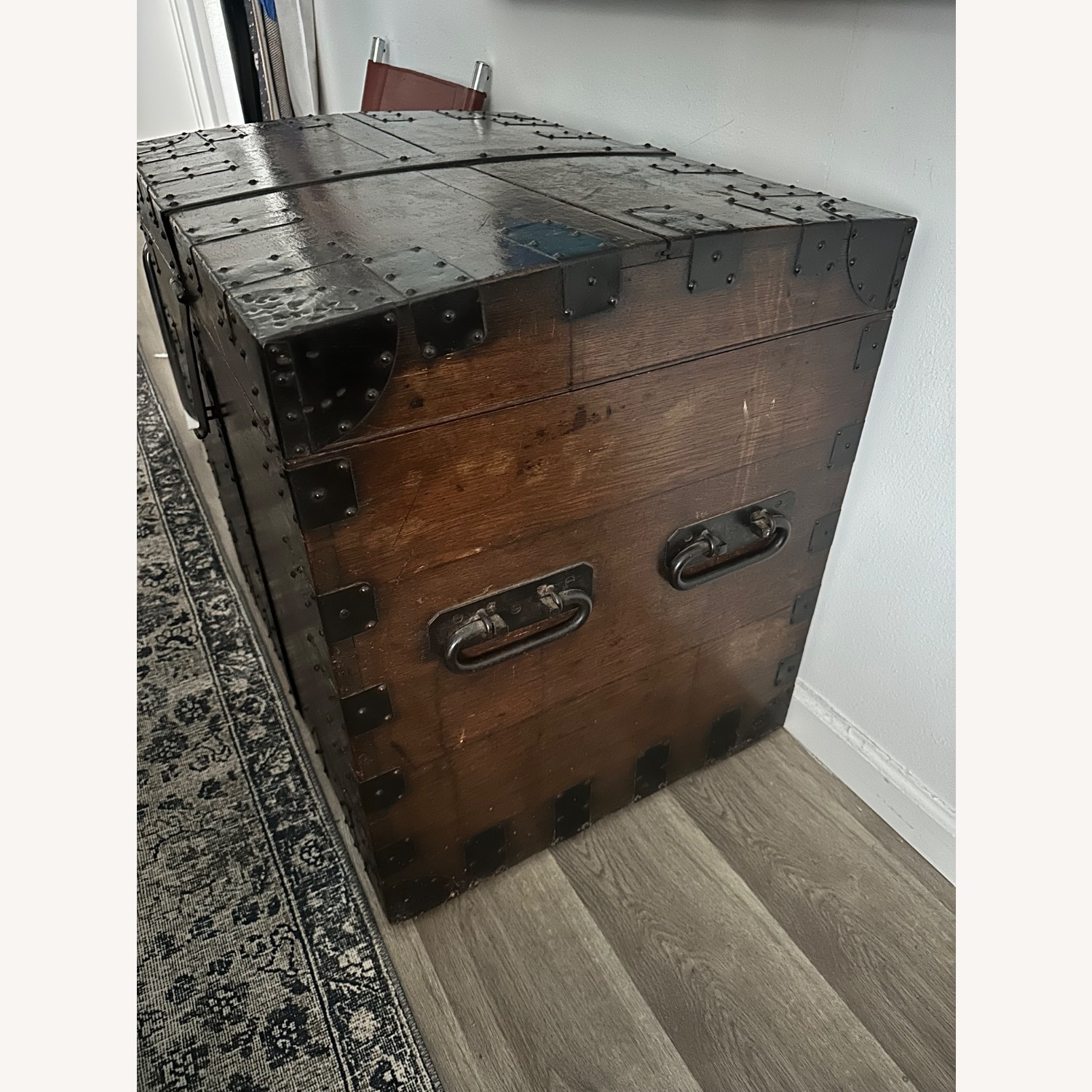 Vintage/Antique Dark Brown Metal Chest - image-1