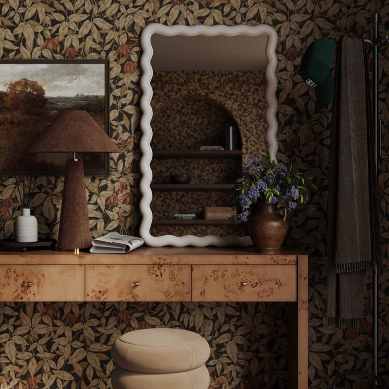 TOV Brown Velvet Table Lamps A Pair - image-1