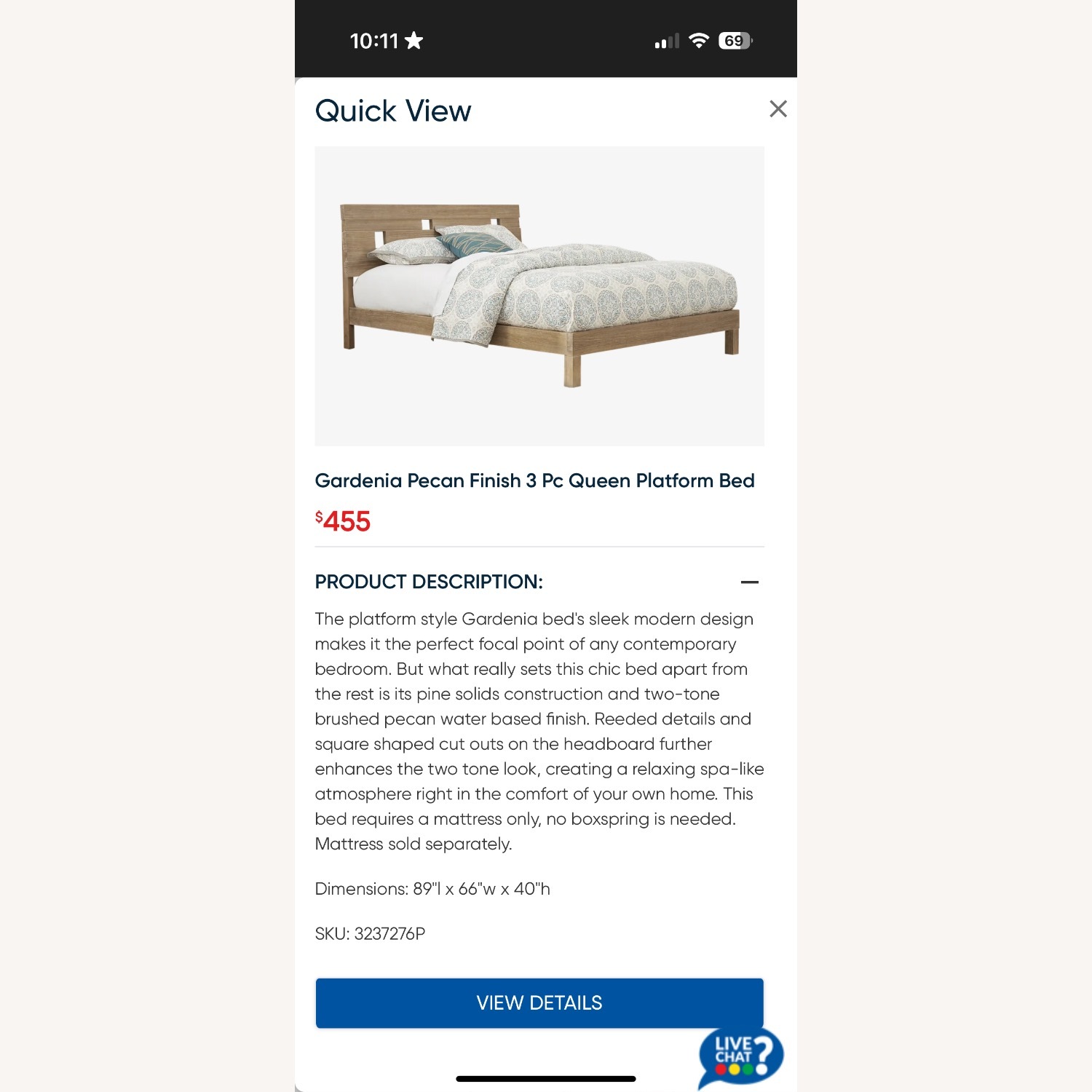 Rooms To Go Gardenia Pecan Finish Queen Bed  - image-3