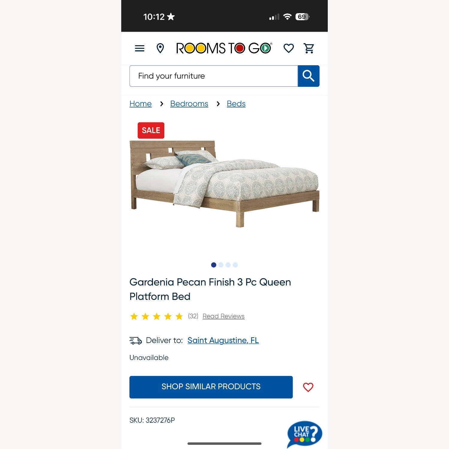 Rooms To Go Gardenia Pecan Finish Queen Bed  - image-4