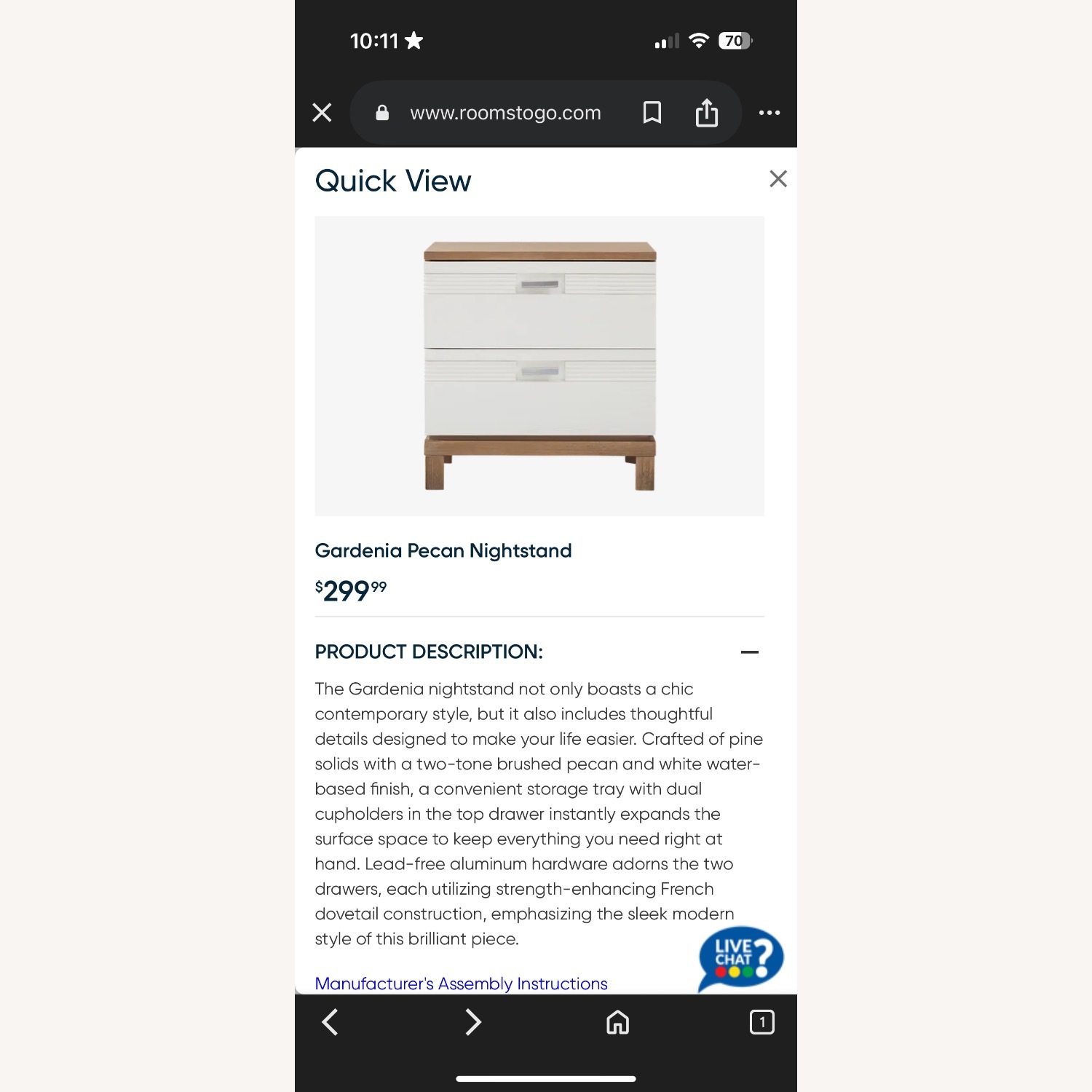 Rooms To Go Garden Pecan White Wood Nightstands - image-2