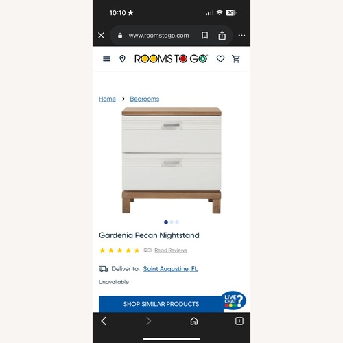 Used Rooms To Go  Garden Pecan White Wood Nightstands for sale on AptDeco
