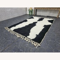 Black & White Geometric Wool Area Rug 5' x 7'