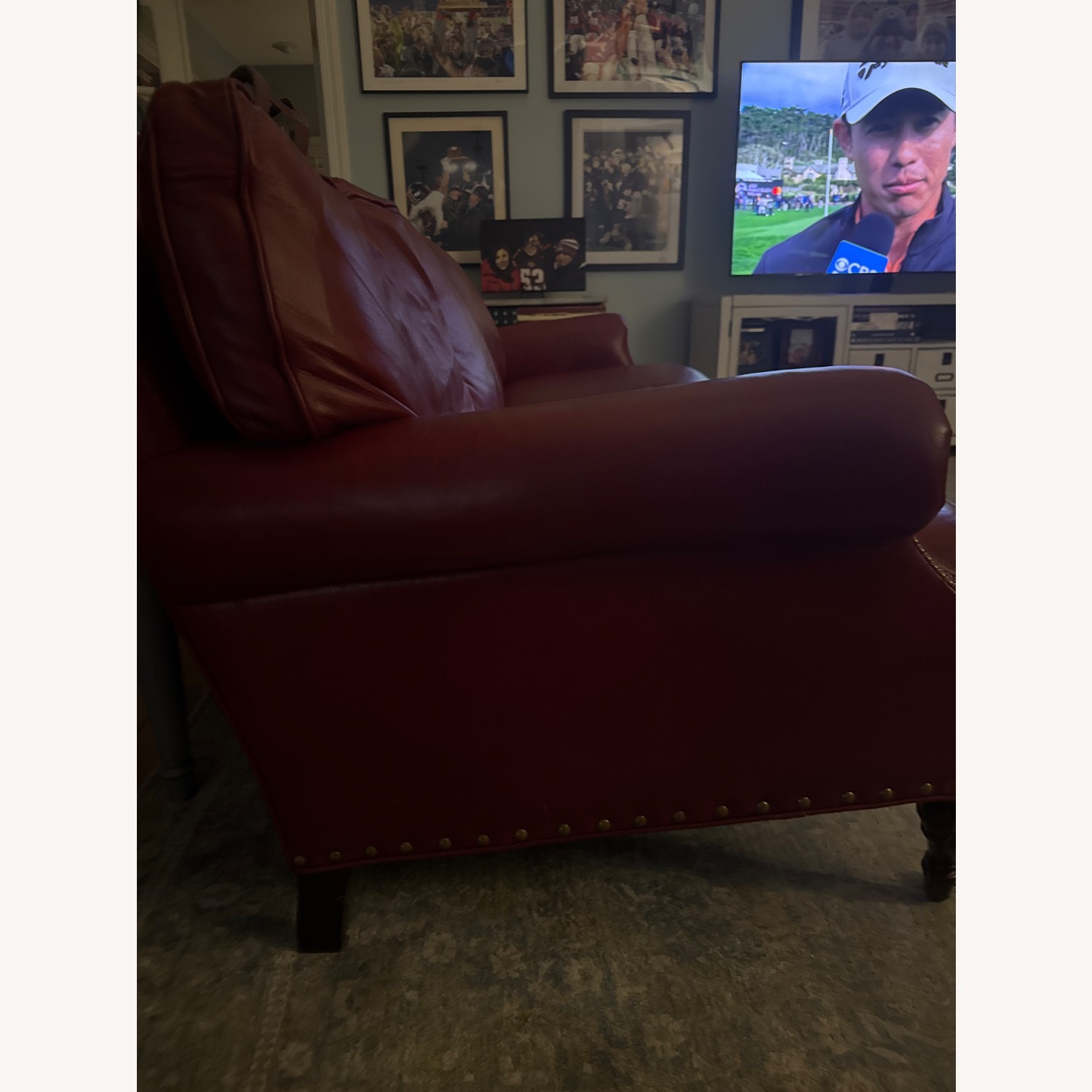 Williamsburg Home Red Leather 3+ Seater Sofa - image-2