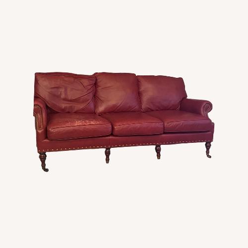 Used Williamsburg Home Red Leather 3+ Seater Sofa for sale on AptDeco