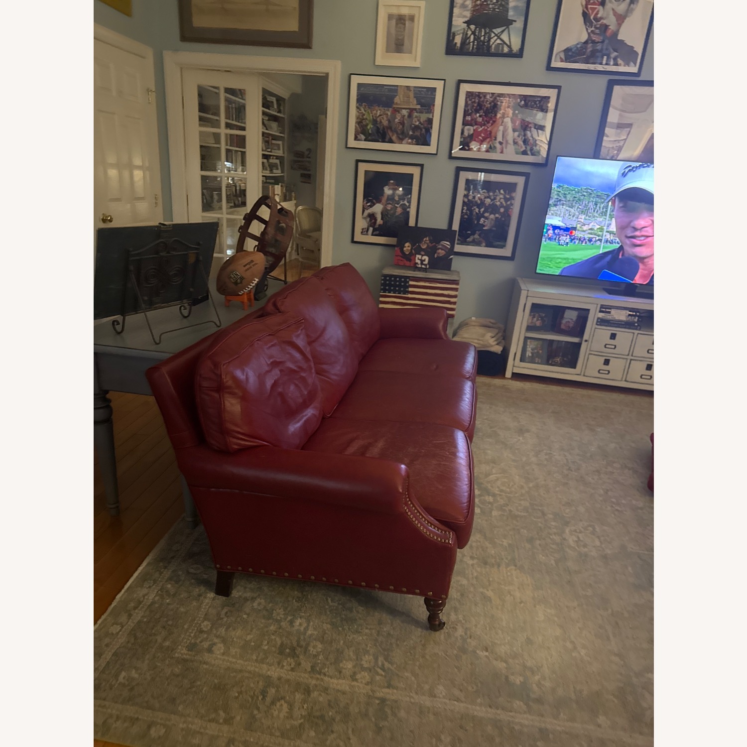 Williamsburg Home Red Leather 3+ Seater Sofa - image-3