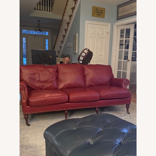 Used Williamsburg Home Red Leather 3+ Seater Sofa for sale on AptDeco