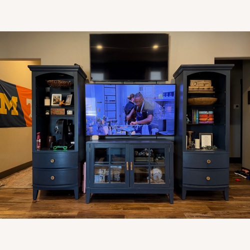 Used Aspen Home Wood Entertainment Center (Navy) for sale on AptDeco