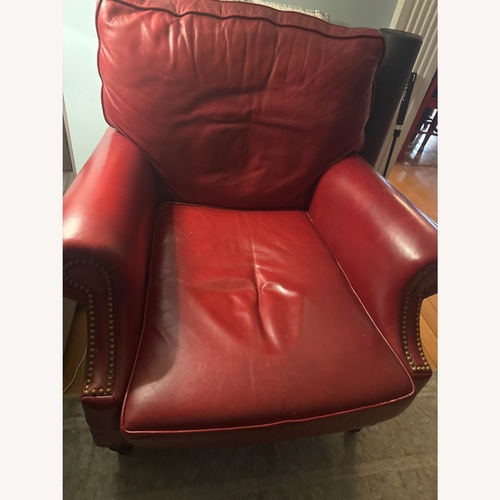 Used Williamsburg Home Red Leather Armchair for sale on AptDeco
