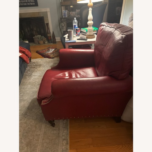 Used Williamsburg Home Red Leather Armchair for sale on AptDeco